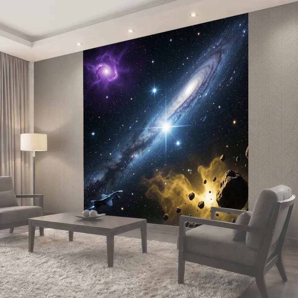 Фотообои Космическая галактика и астероиды