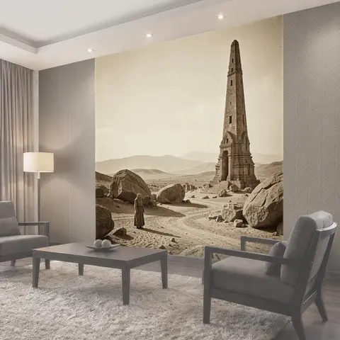 Фотообои Каменный монолит среди дюн
