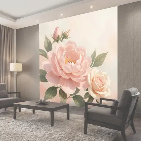 Фотообои Нежные розовые цветы с бутонами