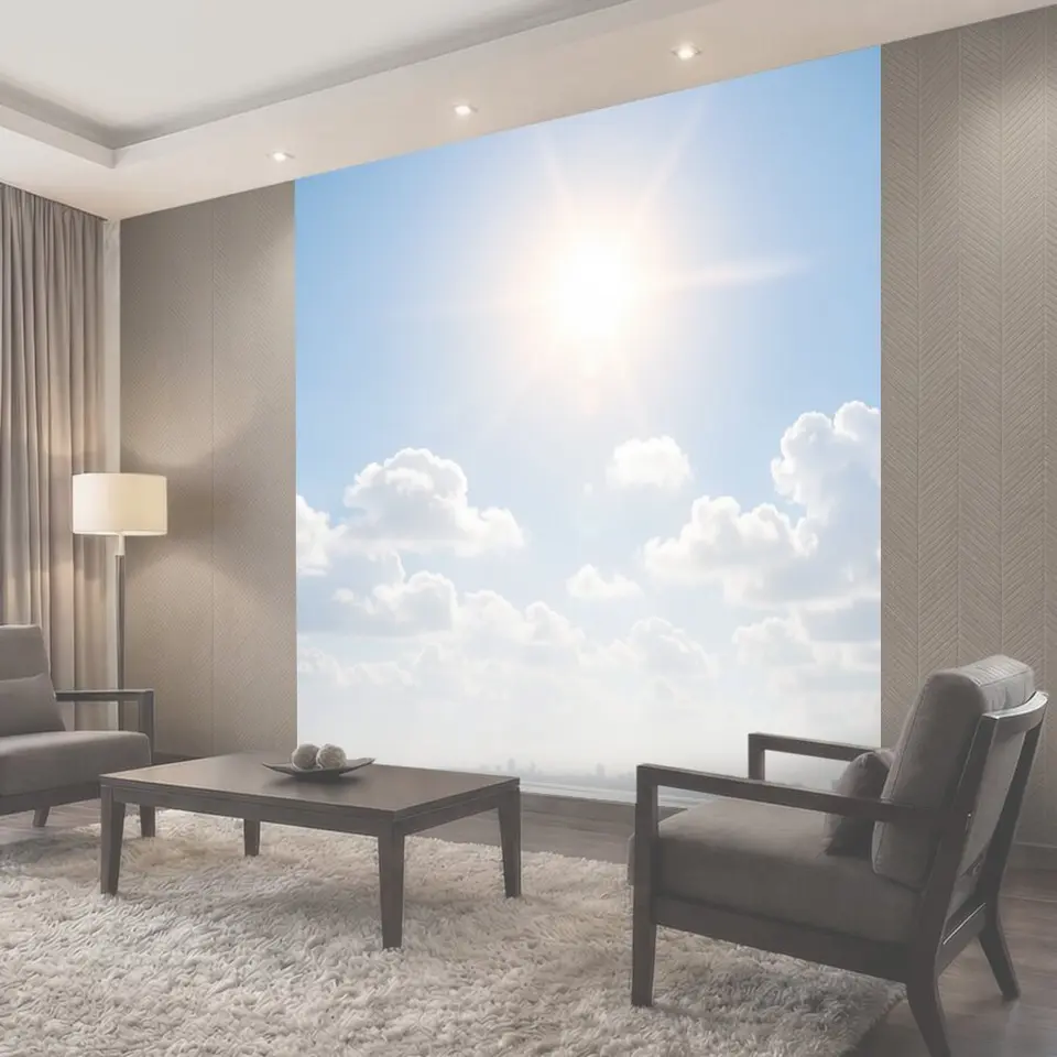 Фотообои Солнечное небо с облаками над городом