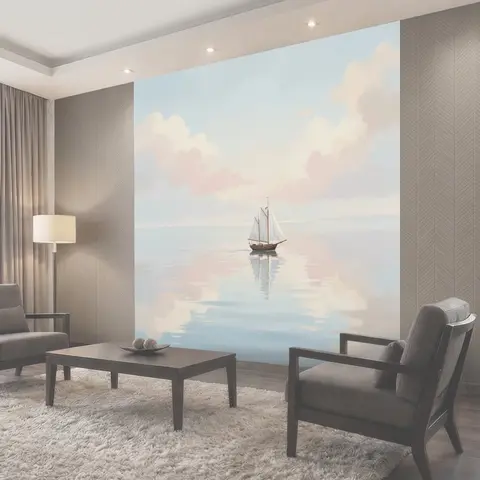 Фотообои Парусник в пастельном море