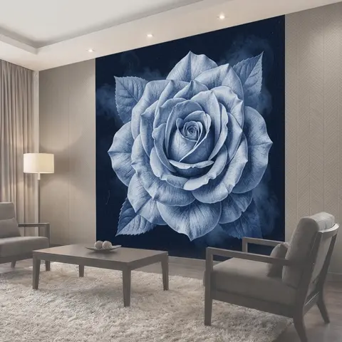 Фотообои Голубая роза с теневыми листьями