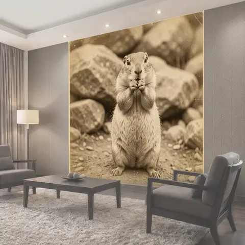Фотообои Сурок на каменистом фоне