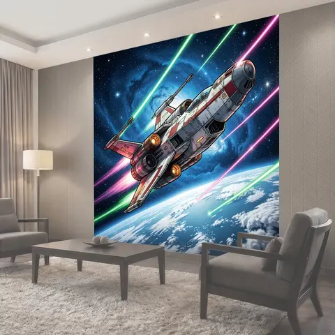Фотообои Космический истребитель над Землей