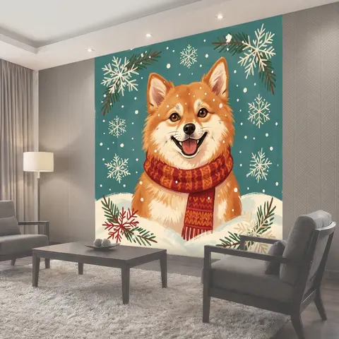 Фотообои Зимний лисёнок со снежинками