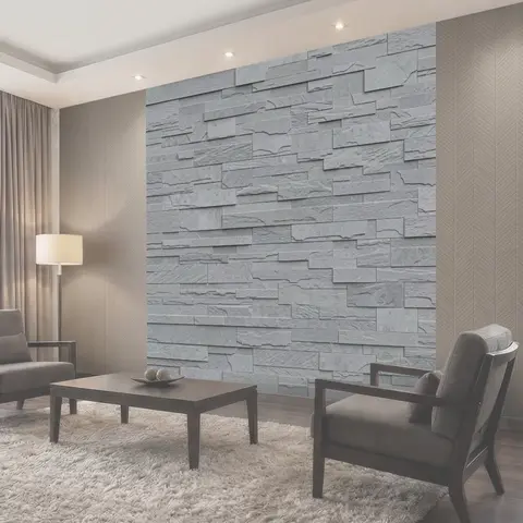 Фотообои Серый каменный кирпич 3D