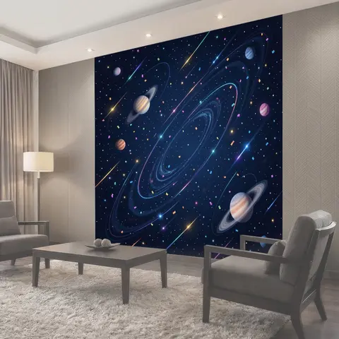 Фотообои Космические спирали с планетами
