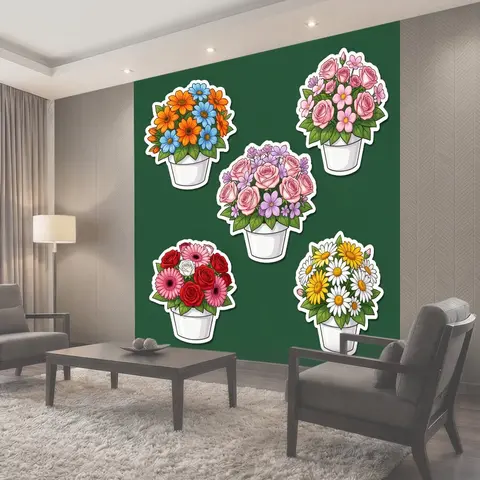 Фотообои Букеты садовых цветов в кашпо