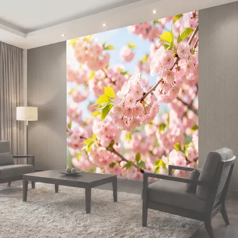 Фотообои Розовые цветы сакуры на ветке