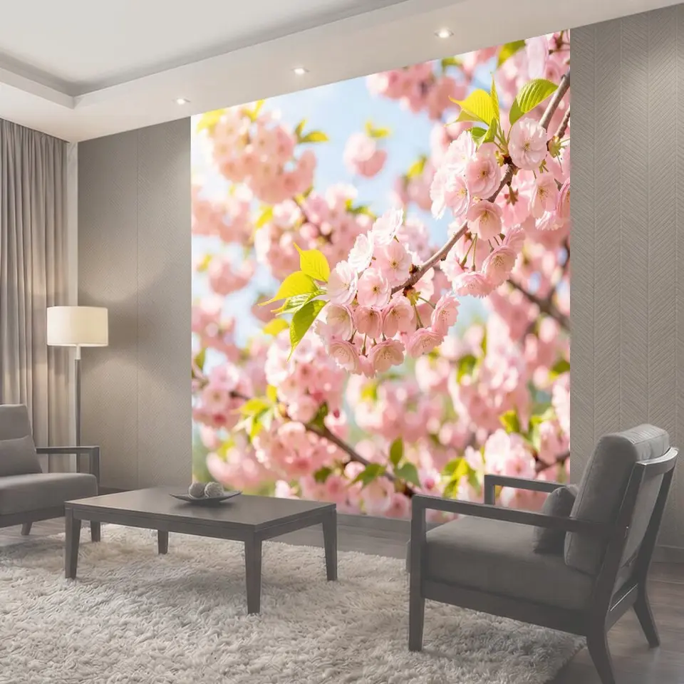 Фотообои Розовые цветы сакуры на ветке