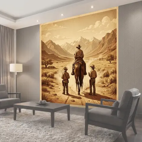 Фотообои Ковбои в долине среди гор