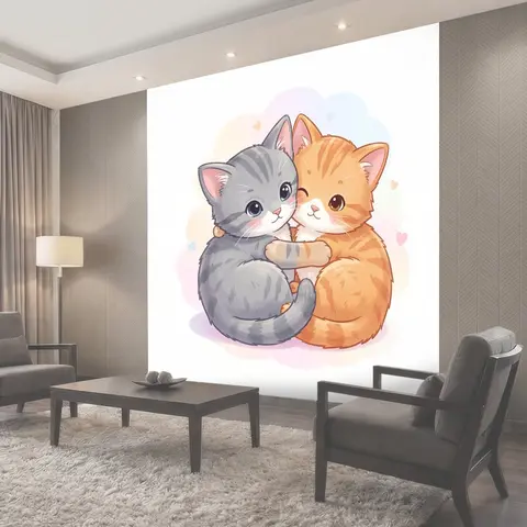 Фотообои Котята в нежных объятиях