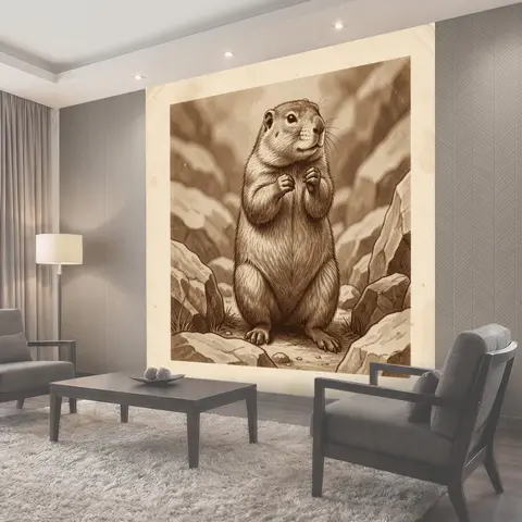 Фотообои Забавный зверёк на камнях
