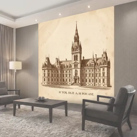 Фотообои Старинная усадьба с высоким шпилем
