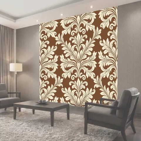 Фотообои Акантовые завитки на коричневом фоне
