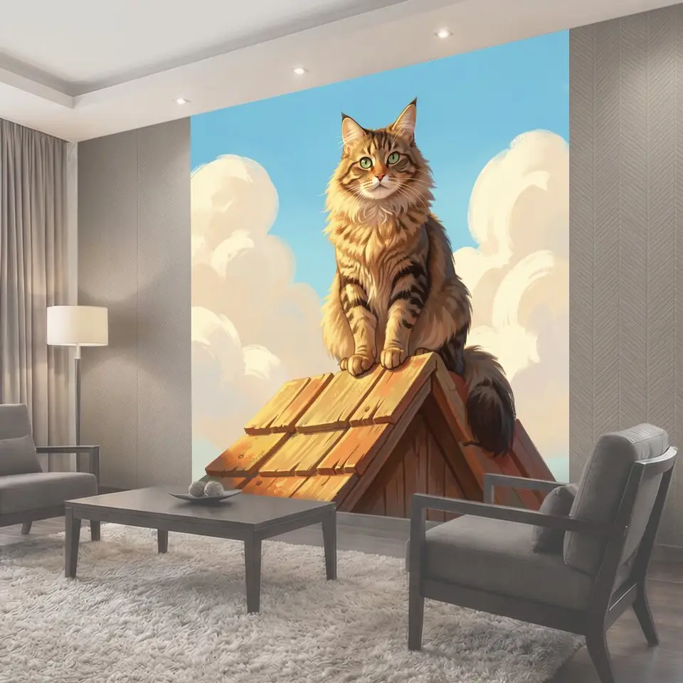 Фотообои Рыжий кот на крыше