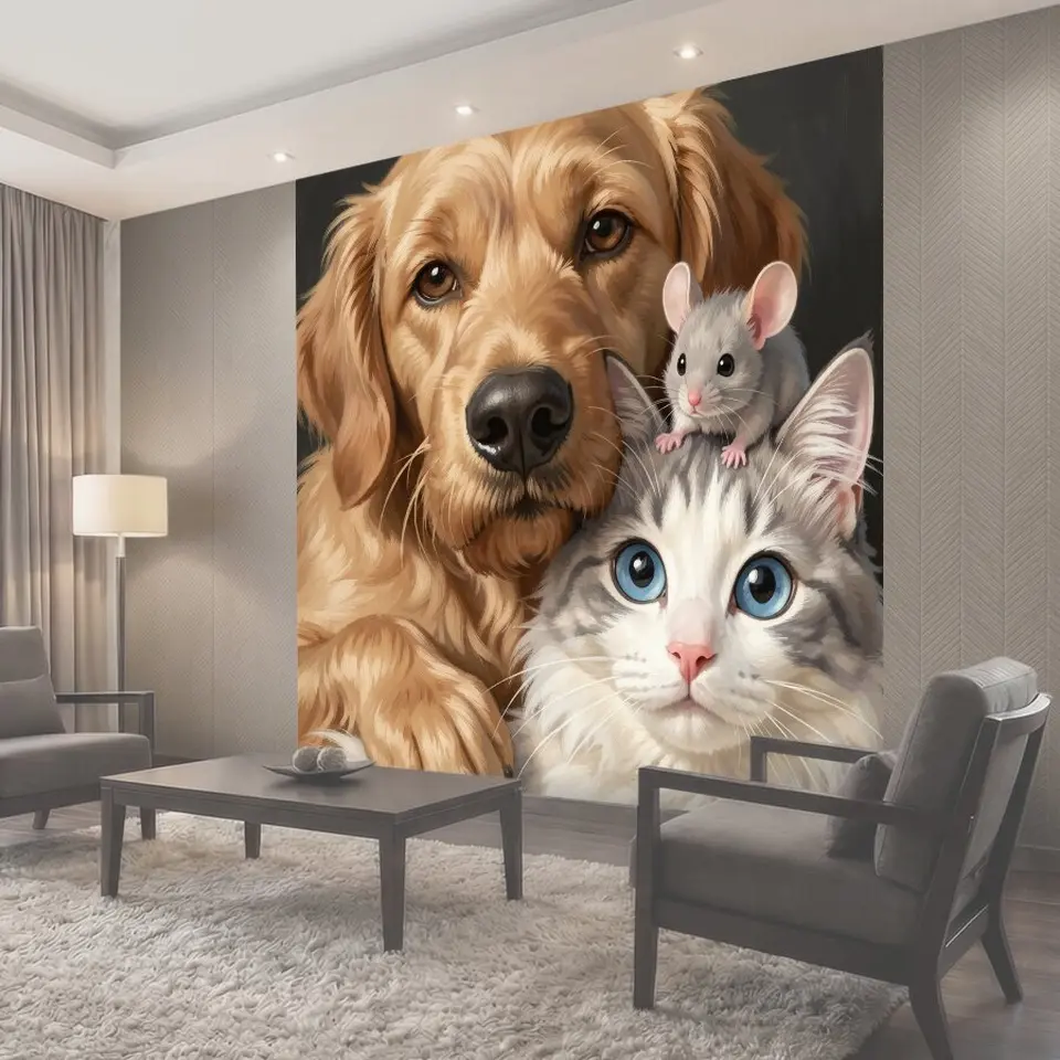 Фотообои Собака, кот и мышь