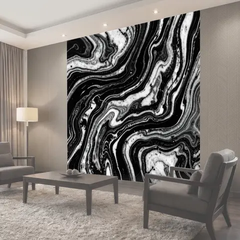 Фотообои Черно-белые мраморные контуры