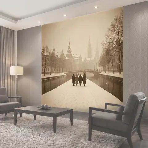 Фотообои Старинный канал зимой