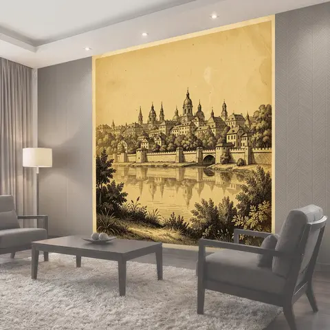 Фотообои Старинный город у реки