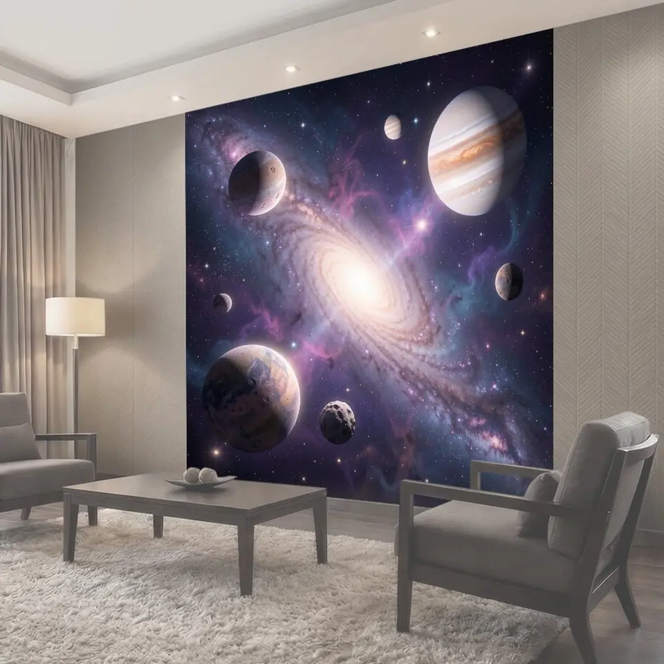 Фотообои Космическая галактика с планетами