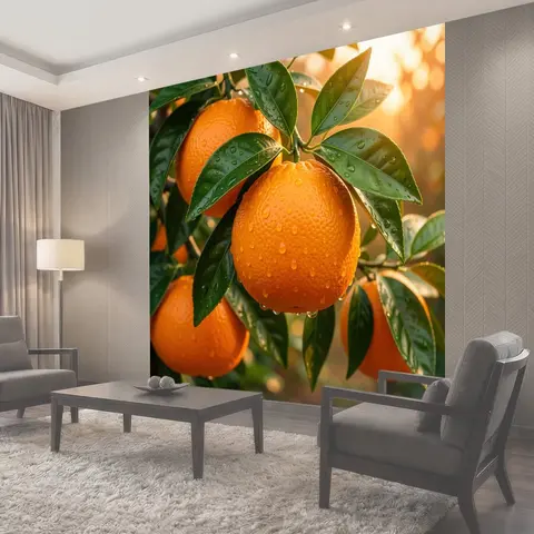 Фотообои Спелые апельсины на ветке