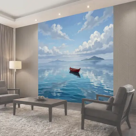 Фотообои Лодка на спокойном море