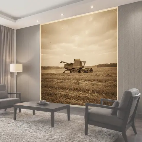 Фотообои Комбайн в осеннем поле
