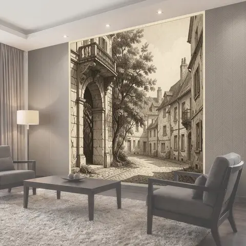 Фотообои Старинная европейская улица с аркой
