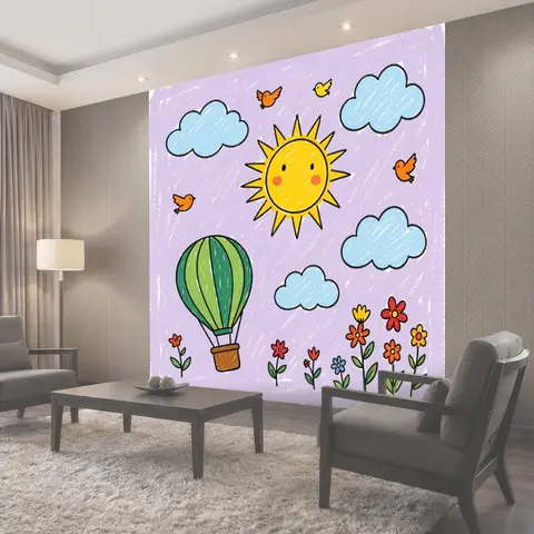 Фотообои Солнечное небо с воздушным шаром