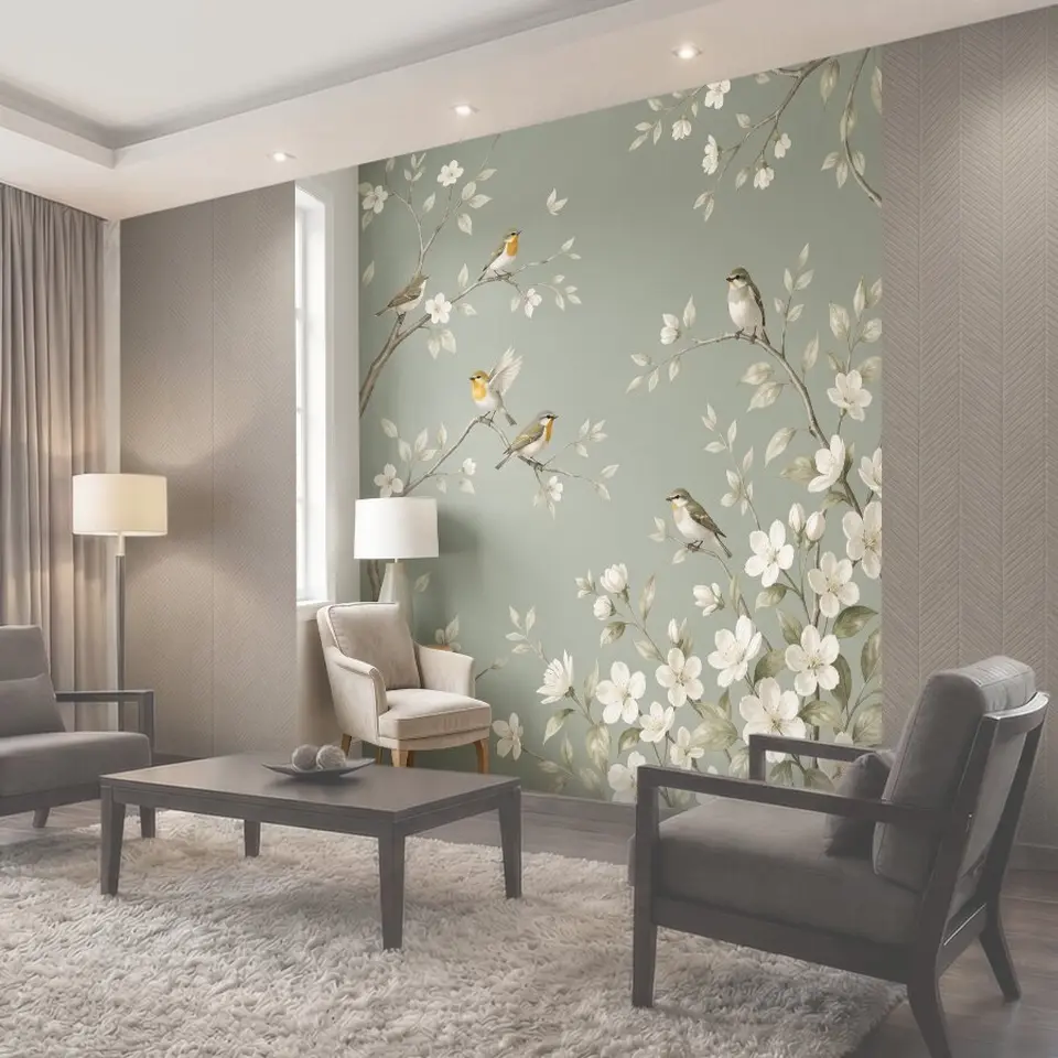 Фотообои Птицы и цветущие ветви