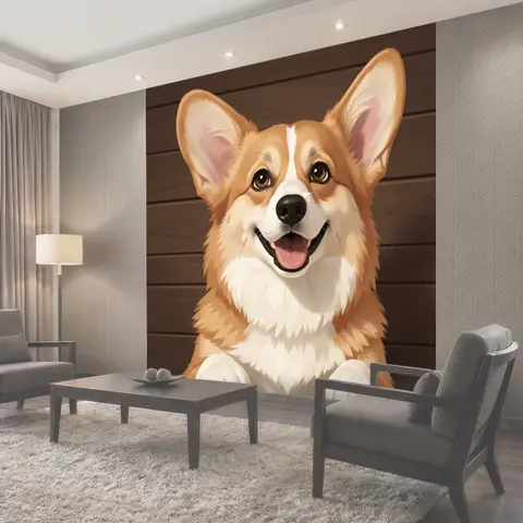 Фотообои Улыбающийся корги крупным планом