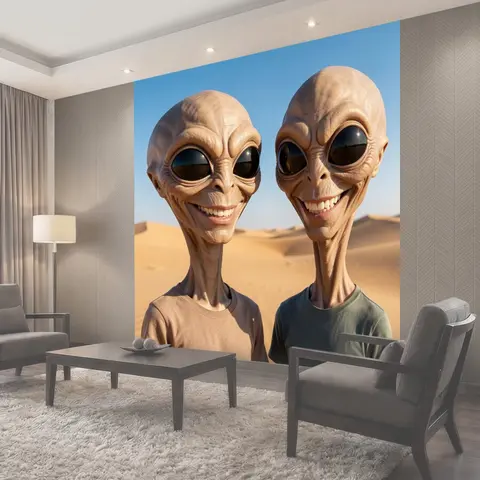 Фотообои Улыбчивые инопланетяне в пустыне