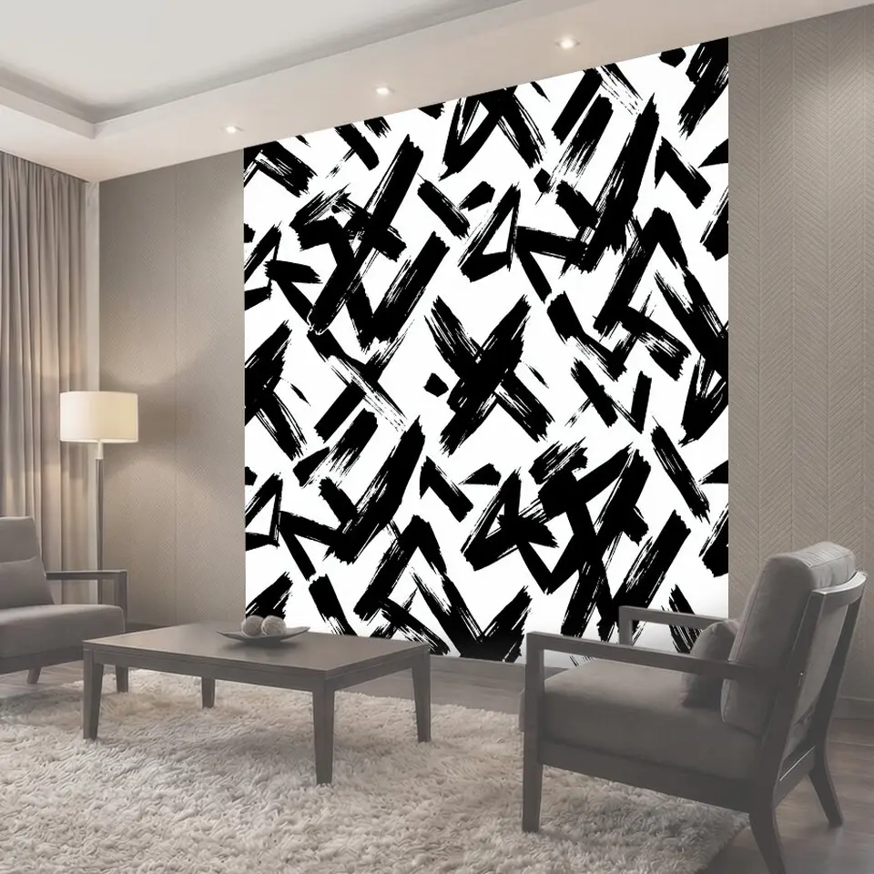 Фотообои Чёрные мазки на белом фоне