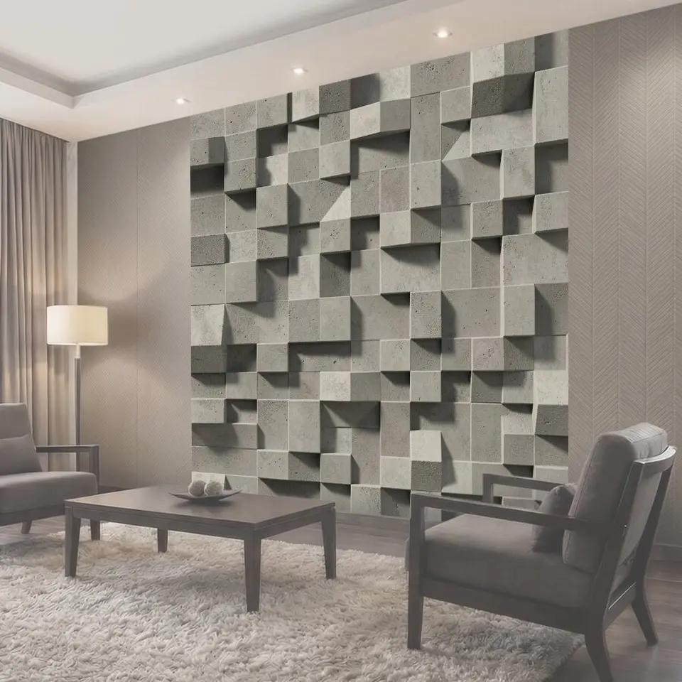 Фотообои Кубическая бетонная 3D текстура