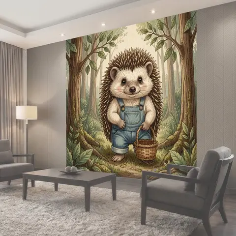 Фотообои Милый ежик в комбинезоне