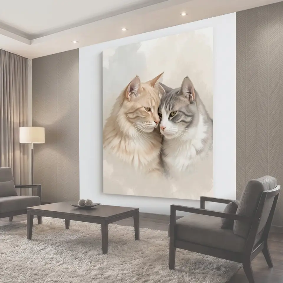 Фотообои Два пушистых кота крупным планом