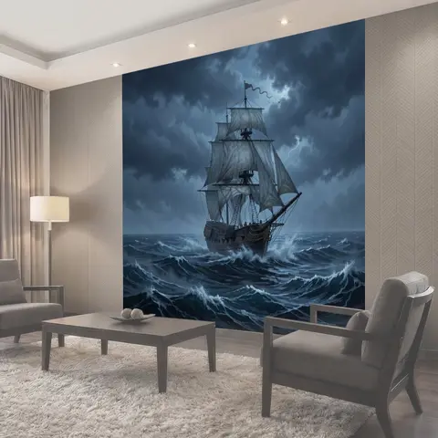 Фотообои Парусник в штормовом море