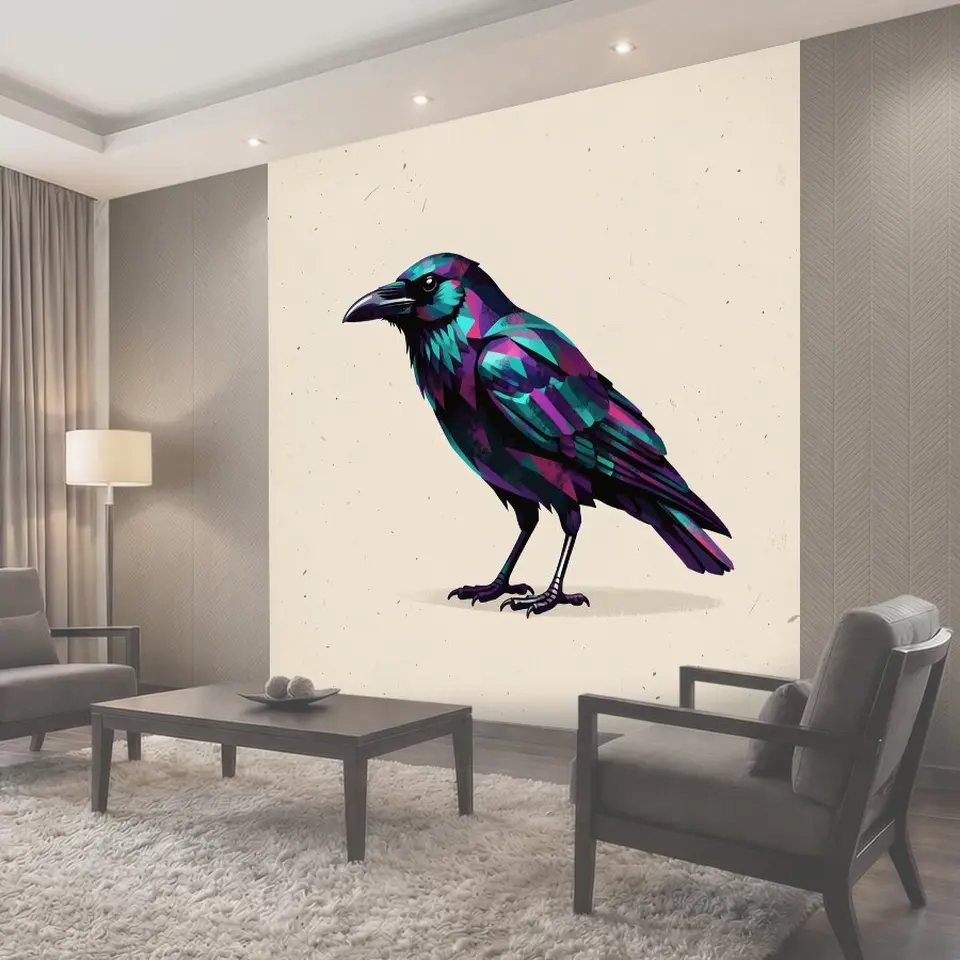 Фотообои Стилизованный ворон в ярких тонах