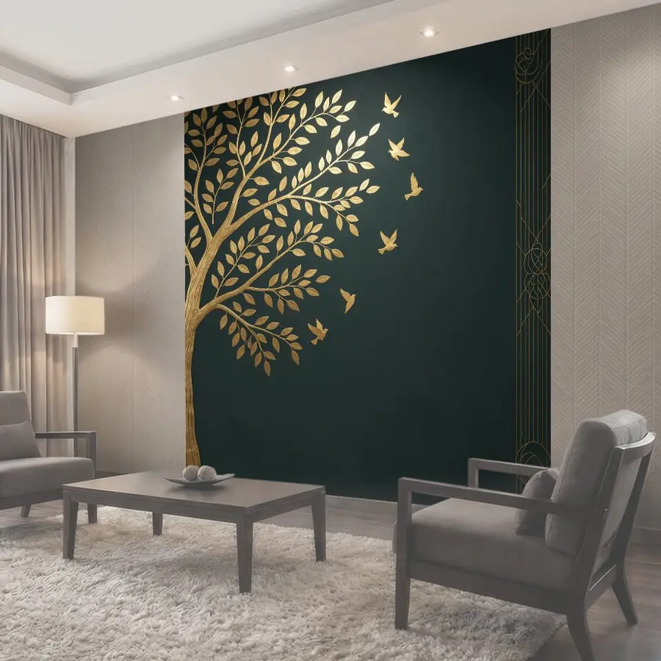 Фотообои Золотое дерево и птицы