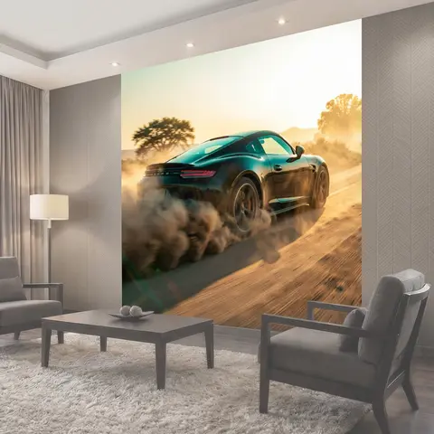 Фотообои Спортивное авто в пыльном дрифте