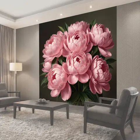 Фотообои Розовые пионы букетом