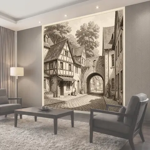 Фотообои Старинная европейская улица с аркой