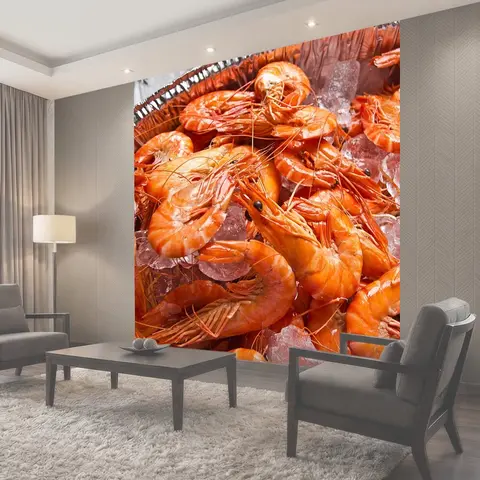 Фотообои Креветки, морепродукты, очень вкусно
