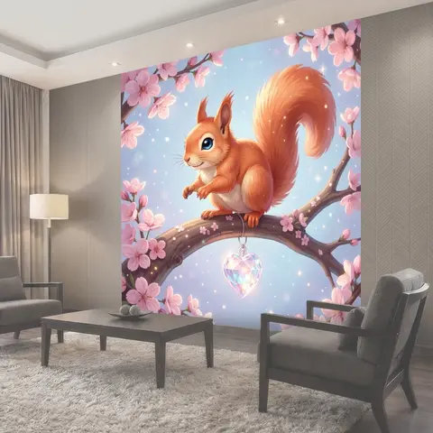 Фотообои Белка среди цветущих сакур