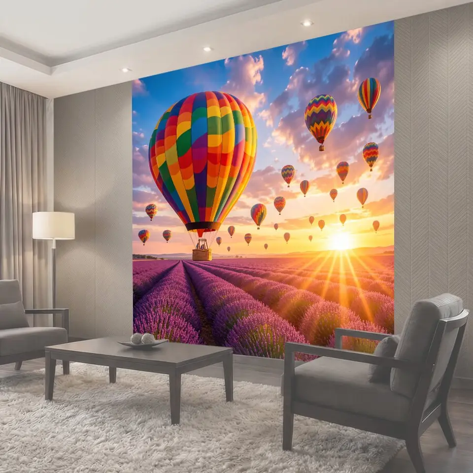 Фотообои Воздушные шары над лавандовым полем
