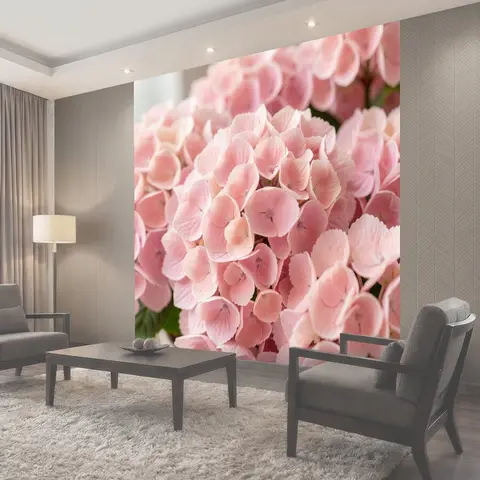 Фотообои Нежные розовые соцветия гортензии