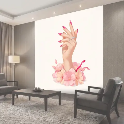 Фотообои Женская рука с розовыми ногтями