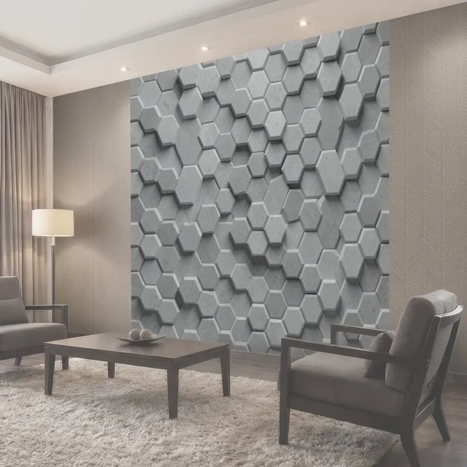 Фотообои Серый 3D сот из бетона