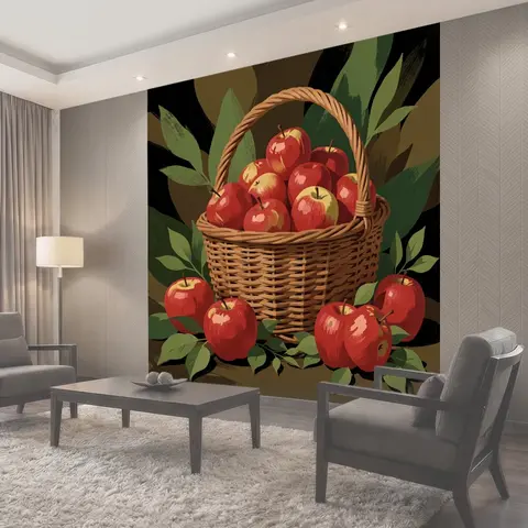 Фотообои Корзина с красными яблоками